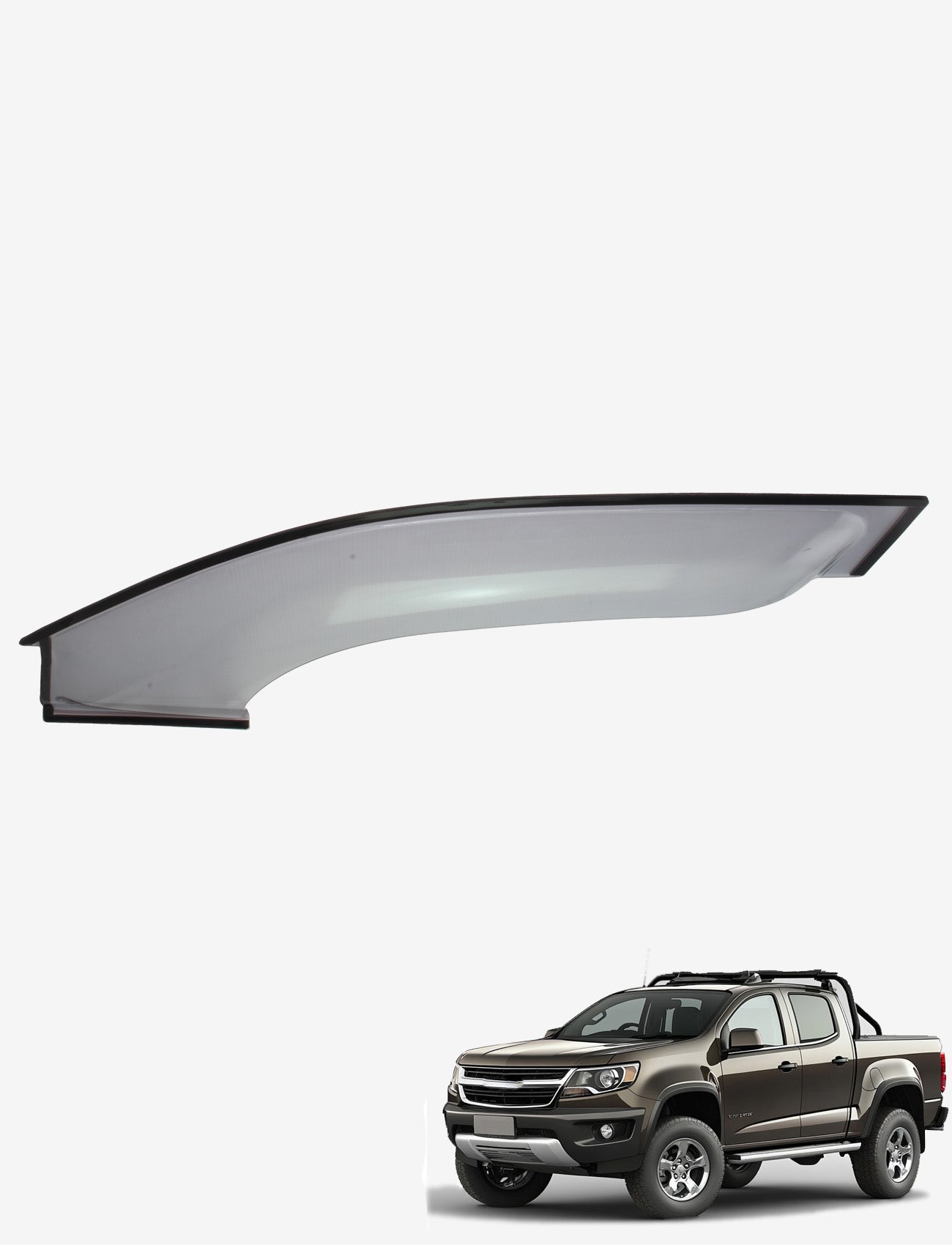 A Sunland Protective Plastics weathershield in a light tint is shown above a brown pickup truck set against a plain white background, emphasizing its compatibility with the Holden Colorado RG (including Colorado 7) models from 06/2012 to 06/2016.