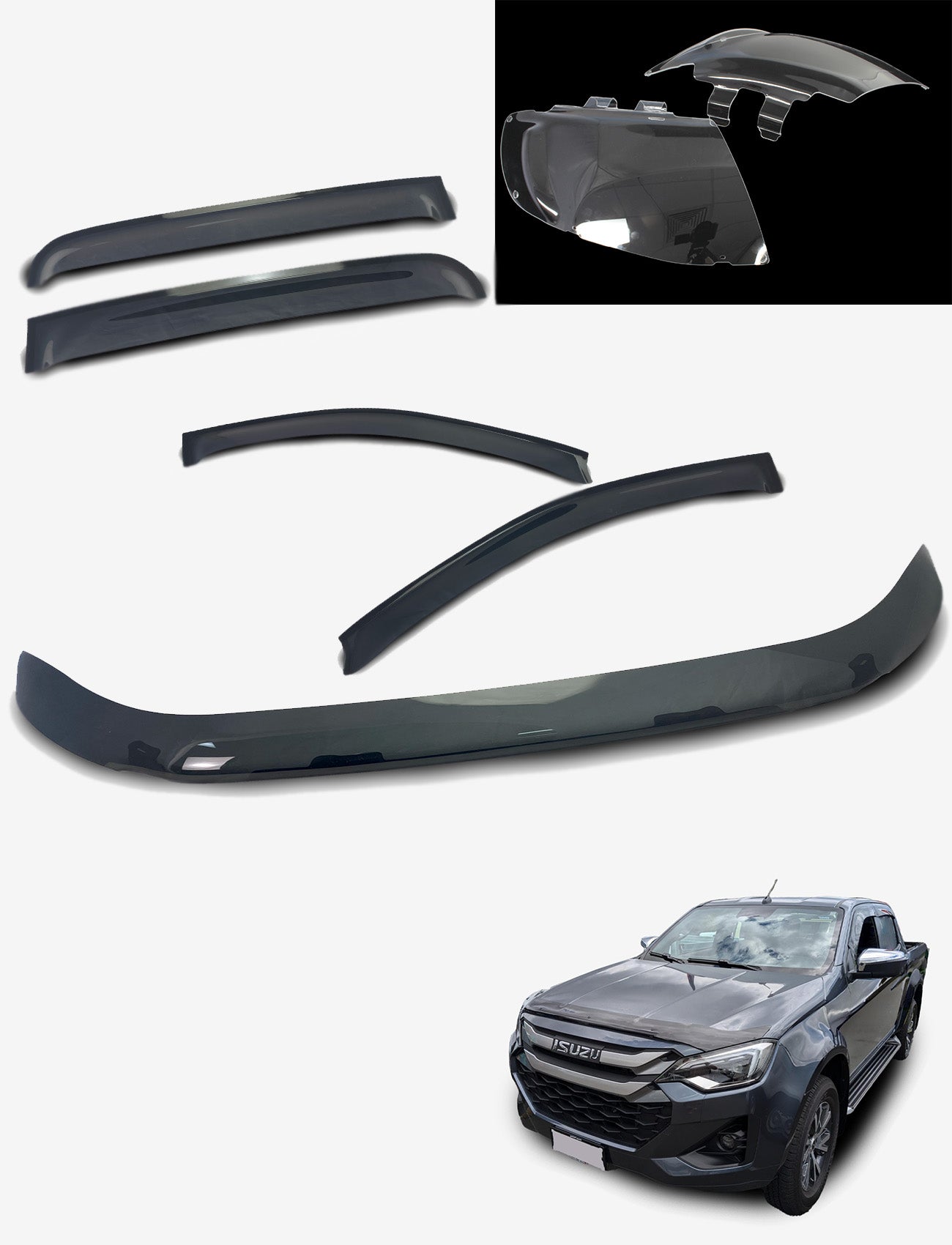 Isuzu D-MAX Weathershields & Bonnet Protector & Headlight Protectors