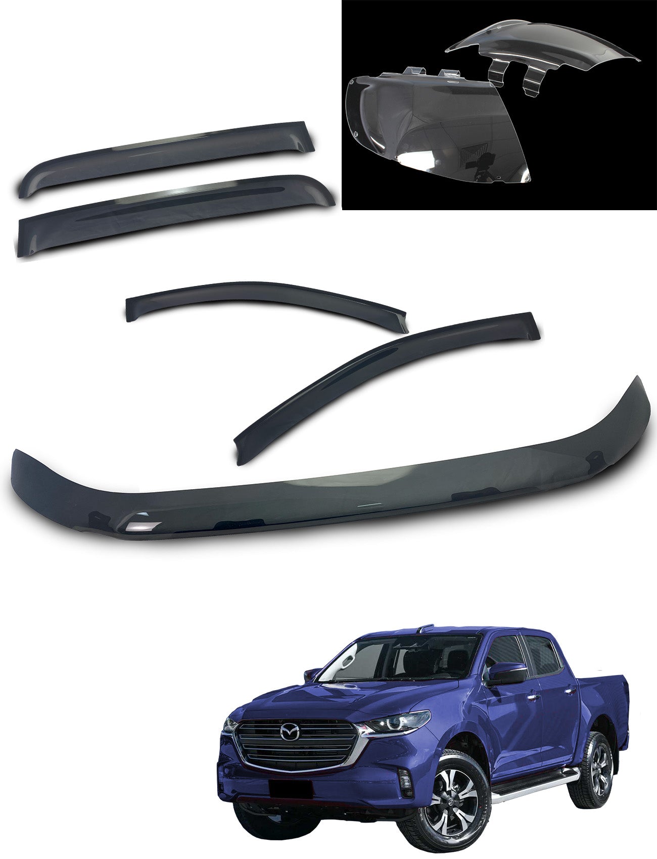 Mazda BT50 Weathershields & Bonnet Protector & Headlight Protectors