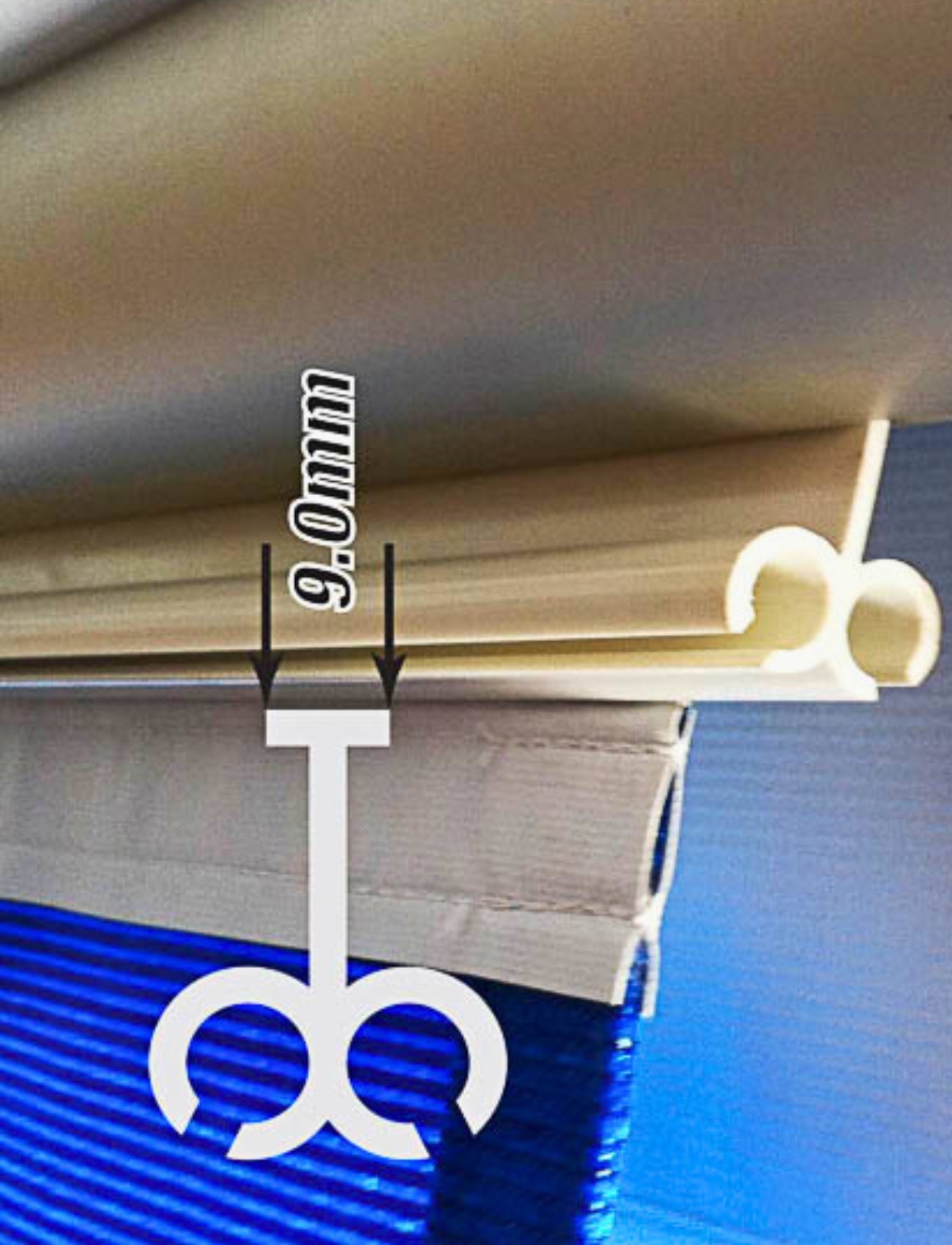 CARAVAN/RV AWNING DUAL TRACK - 9MM X 1M