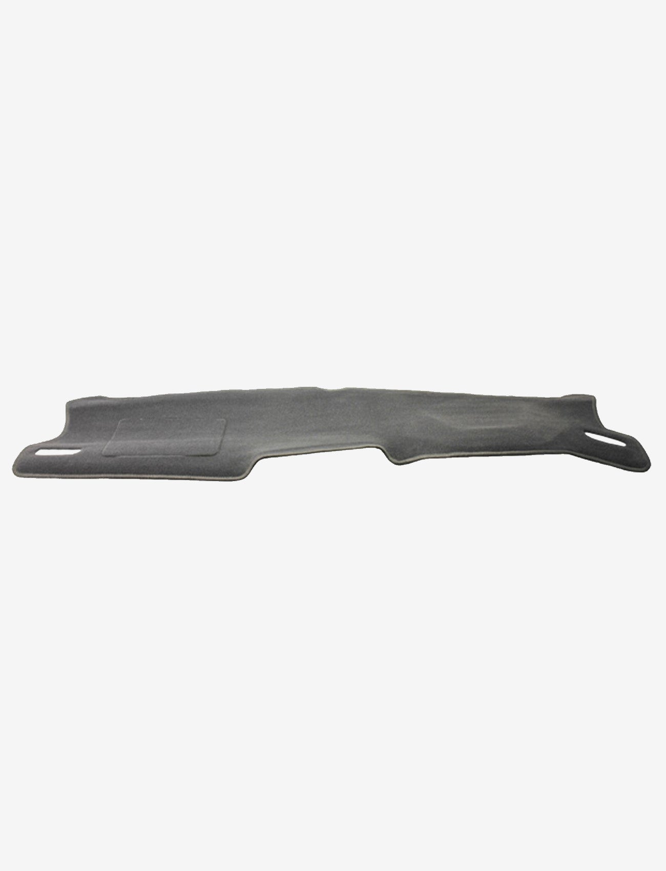 The Volkswagen T-ROC Dash Mat by Sunland-Protection, in dark gray with two side cutouts and a raised section, sits on a white background. This rectangular dashboard cover is designed to protect your vehicle's resale value and keep it cool, offering both practicality and style.