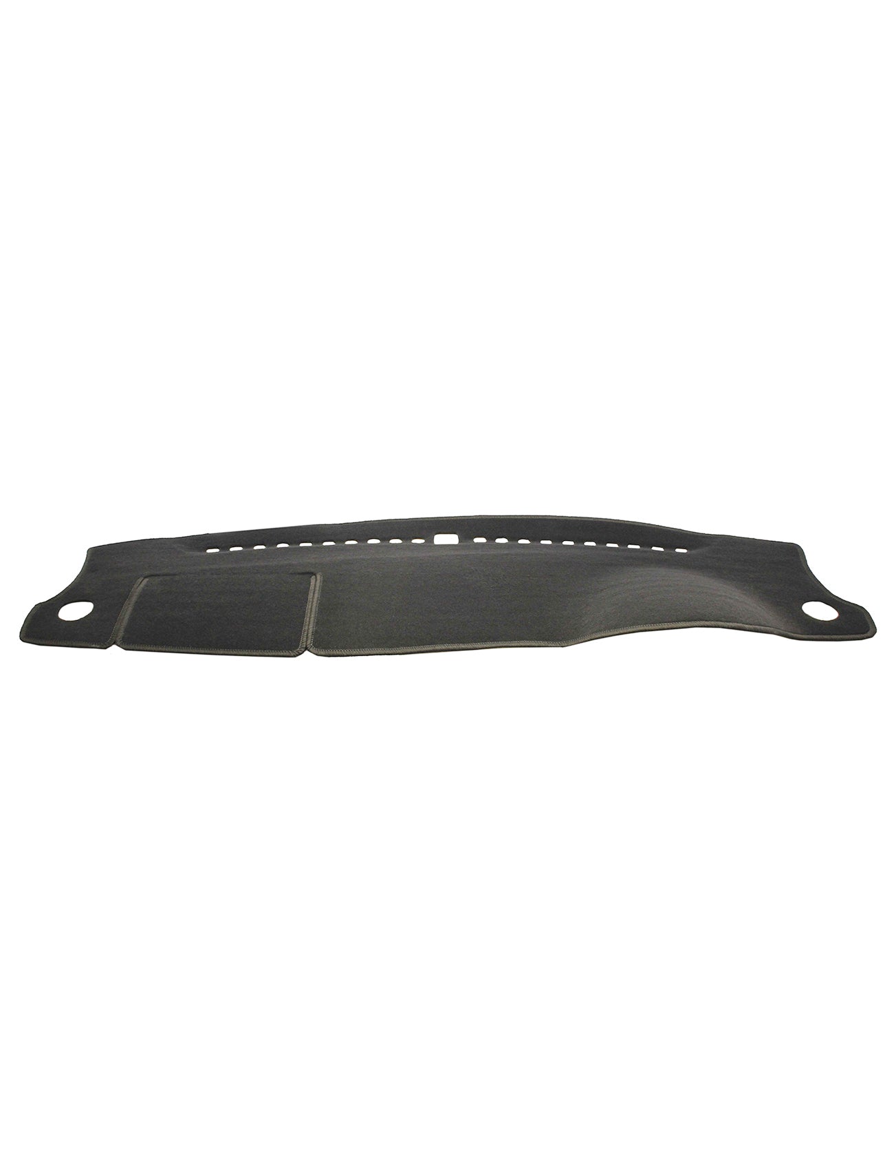 A Sunland Dash Mat in charcoal, designed to fit the Kia Stonic YB version 1 & 2 (available from October 2020 onward), protects the car dashboard against a plain white background. Made of fabric by Sunland-Protection, it features precise cutouts for vents and the instrument panel, contoured edges, and a textured surface to keep your vehicle cool and maintain its resale value.