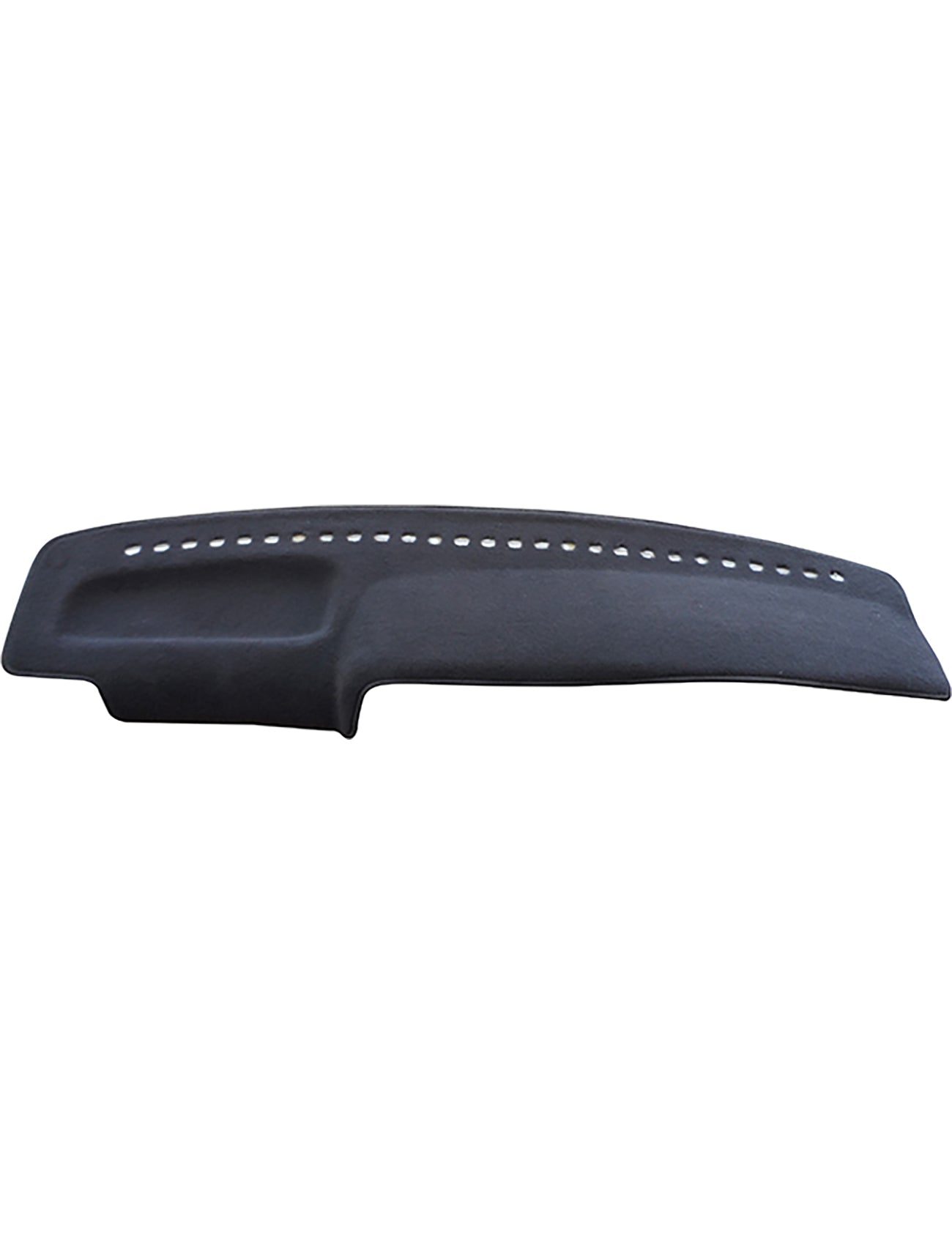 The Sunland-Protection Dash Mat Black, designed for the Nissan Pathfinder D21 models from 02/1994 to 09/1995, features a sleek black design with small perforations across the top middle section. Its contoured shape ensures a snug fit over your vehicle's dashboard and is Air Bag Safe, combining style and safety seamlessly.