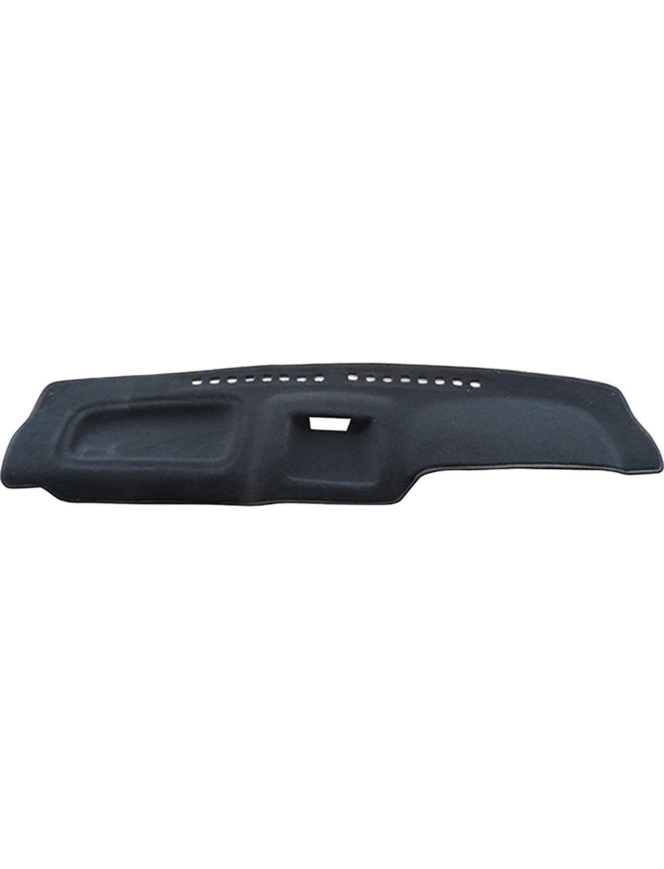 The Sunland-Protection Sunland Dash Mat Black, designed specifically for Nissan Pathfinder RX/ST models from 03/1999 to 06/2005 without a passenger airbag (D4001), fits seamlessly over the car dashboard, featuring cutouts for air vents to provide sun protection and effectively reduce glare.