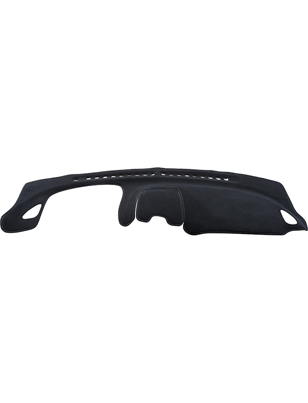 The Sunland Dash Mat Black, specifically designed for the Nissan Maxima A33 models from 08/1999 to 11/2003 (all S, ST, TI models), features cutouts for vents and instruments. This product fits over the vehicle dashboard, offering protection while reducing glare and enhancing cool aesthetics.