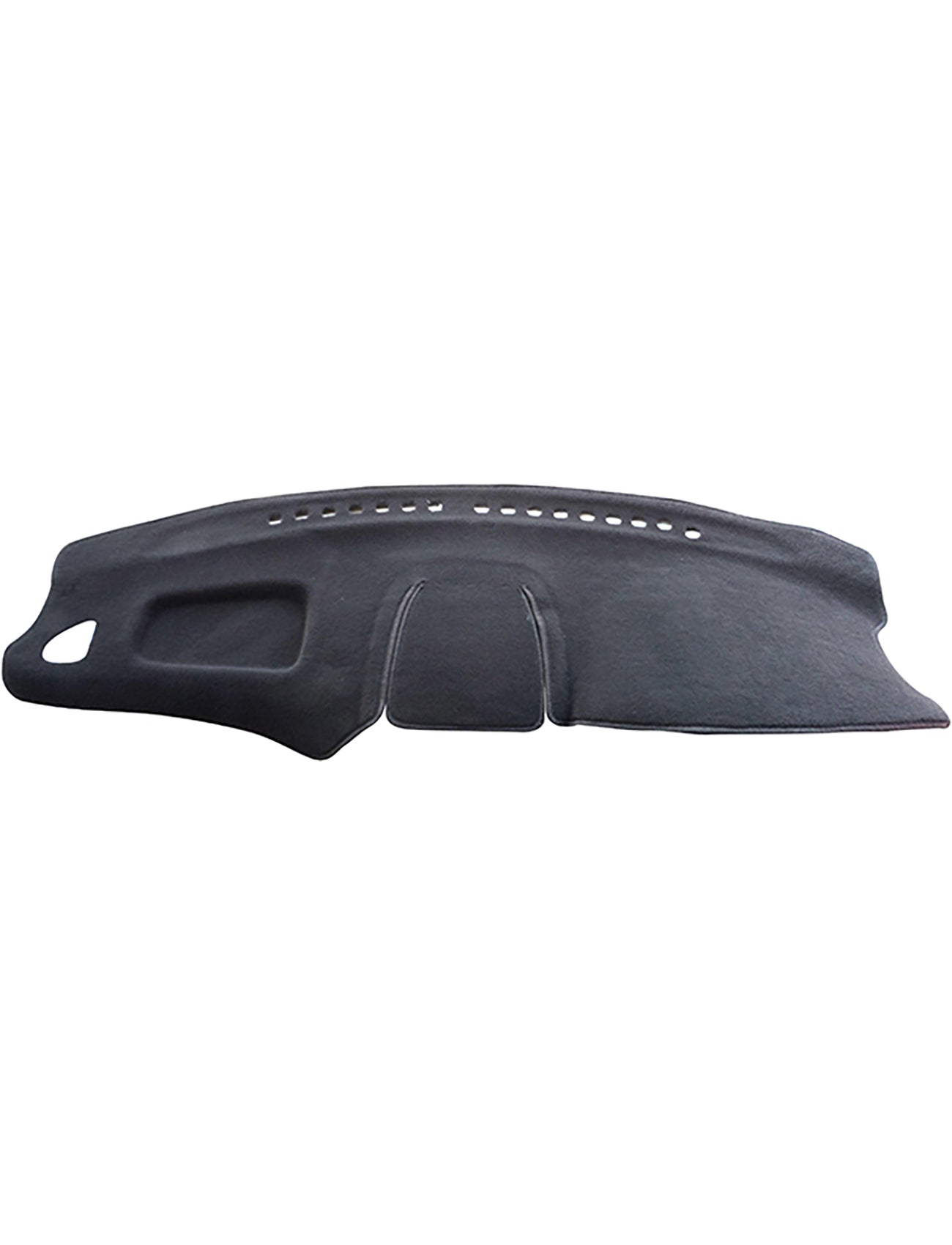 The Sunland Dash Mat Black, specifically designed for Nissan Pulsar N16 models from 07/2000 to 04/2004 without a passenger airbag (center glovebox/coin tray), features a textured surface with precise cutouts for vents and controls. This dash mat contours perfectly to the dashboard, offering UV ray protection and preventing damage while ensuring airbag safety and helping to keep your vehicle cool.