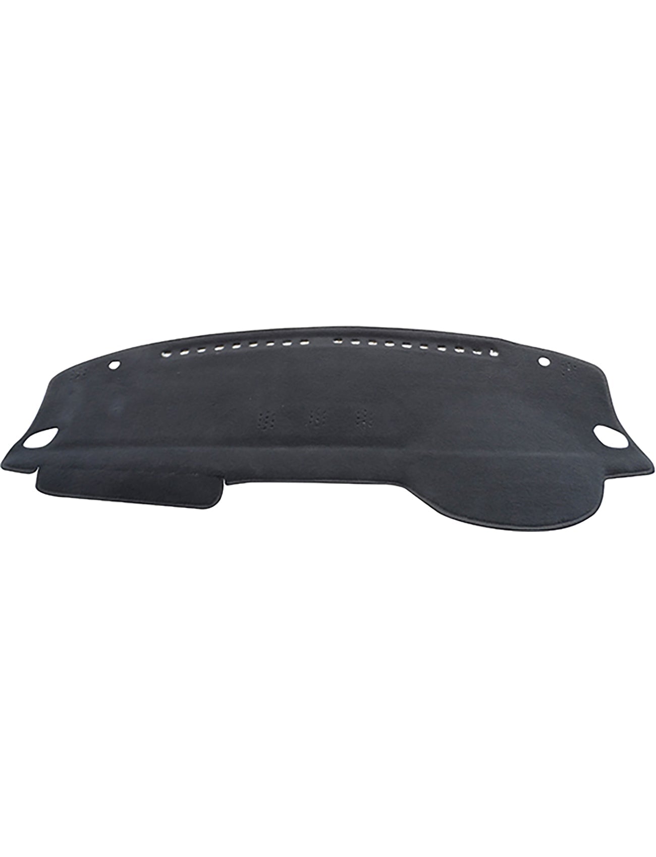 The Sunland Dash Mat Black, compatible with all Nissan Maxima J32 models from 07/2009 to 10/2013, features multiple cutouts and perforations designed for vehicle interiors. This Air Bag Safe cover by Sunland-Protection is contoured to allow access to vents and speakers, ensuring a snug fit on the dashboard while helping keep your vehicle cool.