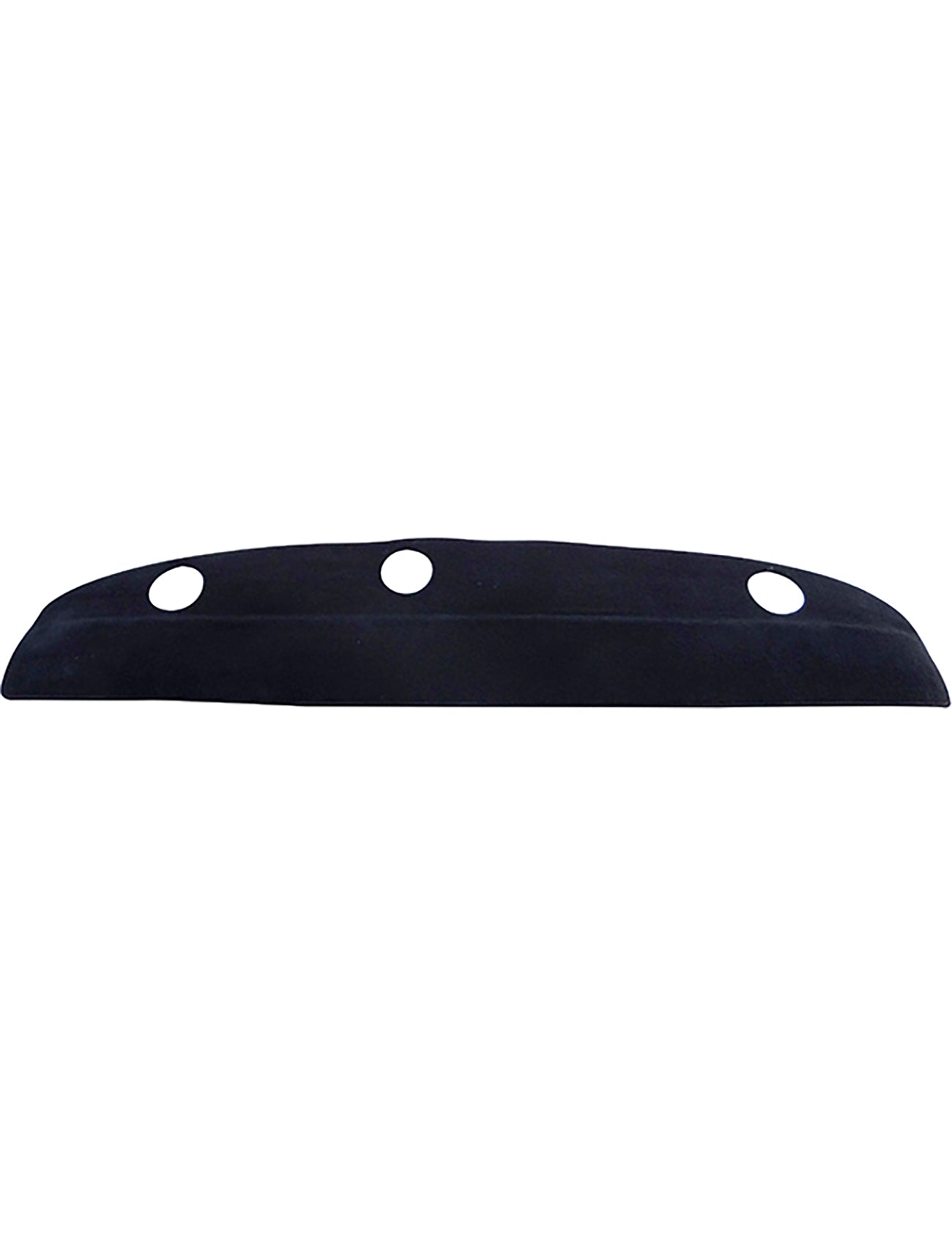 The Sunland-Protection Sunland Dash Mat Black, designed to fit Ford F100 models from 10/1971 to 03/1981, is a sophisticated black cover featuring three circular holes for air vents or sensors. Crafted from soft and durable material, this Dash Mat offers exceptional protection for your vehicle's dashboard.