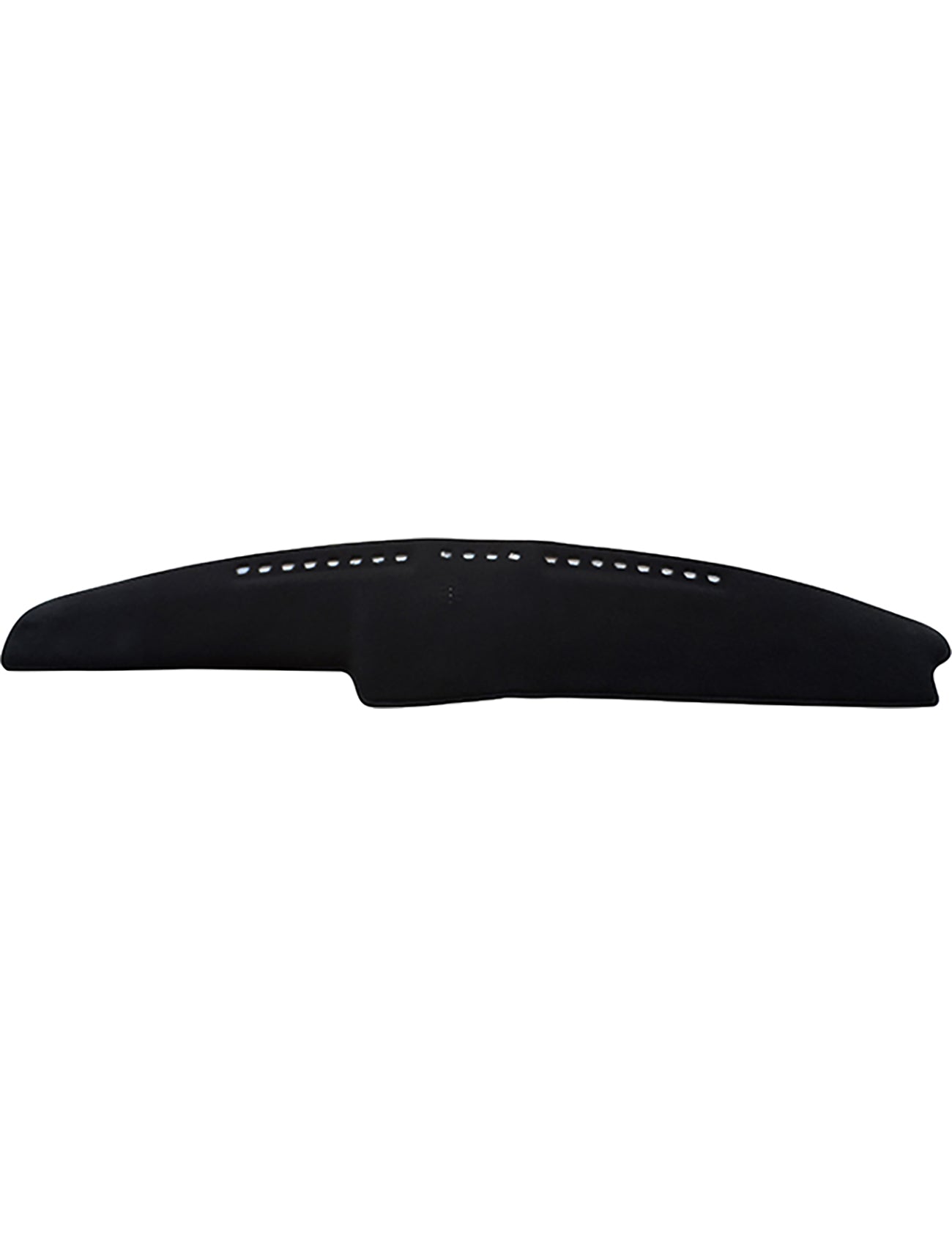 The Sunland-Protection Sunland Dash Mat Black for Ford F100 models from 03/1981 to 12/1989, as well as F350 & 350 XLT models from 05/94 (F1601), features a sleek black design with a curved structure and small vent holes along the top, effectively reducing glare while preserving resale value.