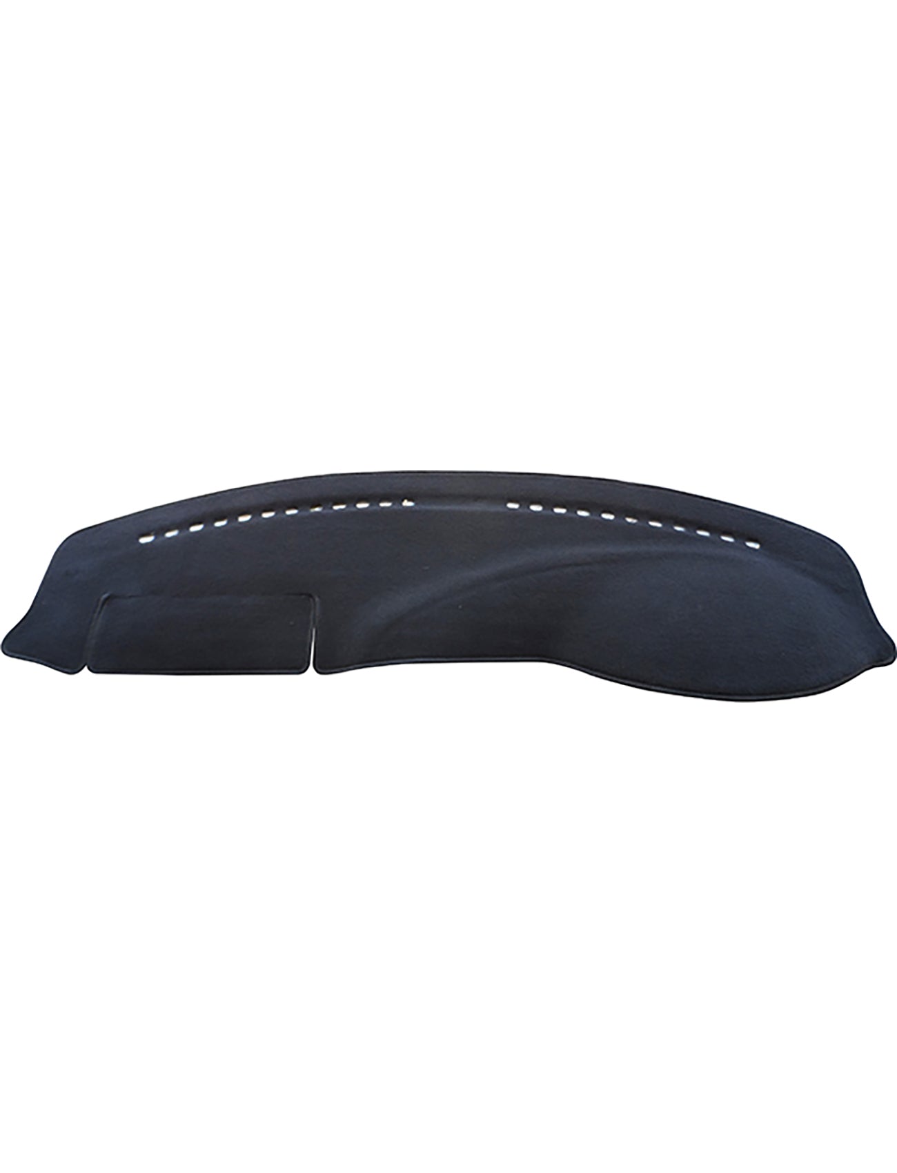 The Sunland-Protection Dash Mat, in sleek black, is tailored for the Ford Falcon Fairlane LTD BA models from 09/2002 to 09/2005 without a clock (Product Code: F5401). This dash cover features multiple rectangular air vent slots along its top edge, a smooth texture, and a slight curve to match the dashboard's shape. It effectively reduces glare and helps protect your car's resale value.