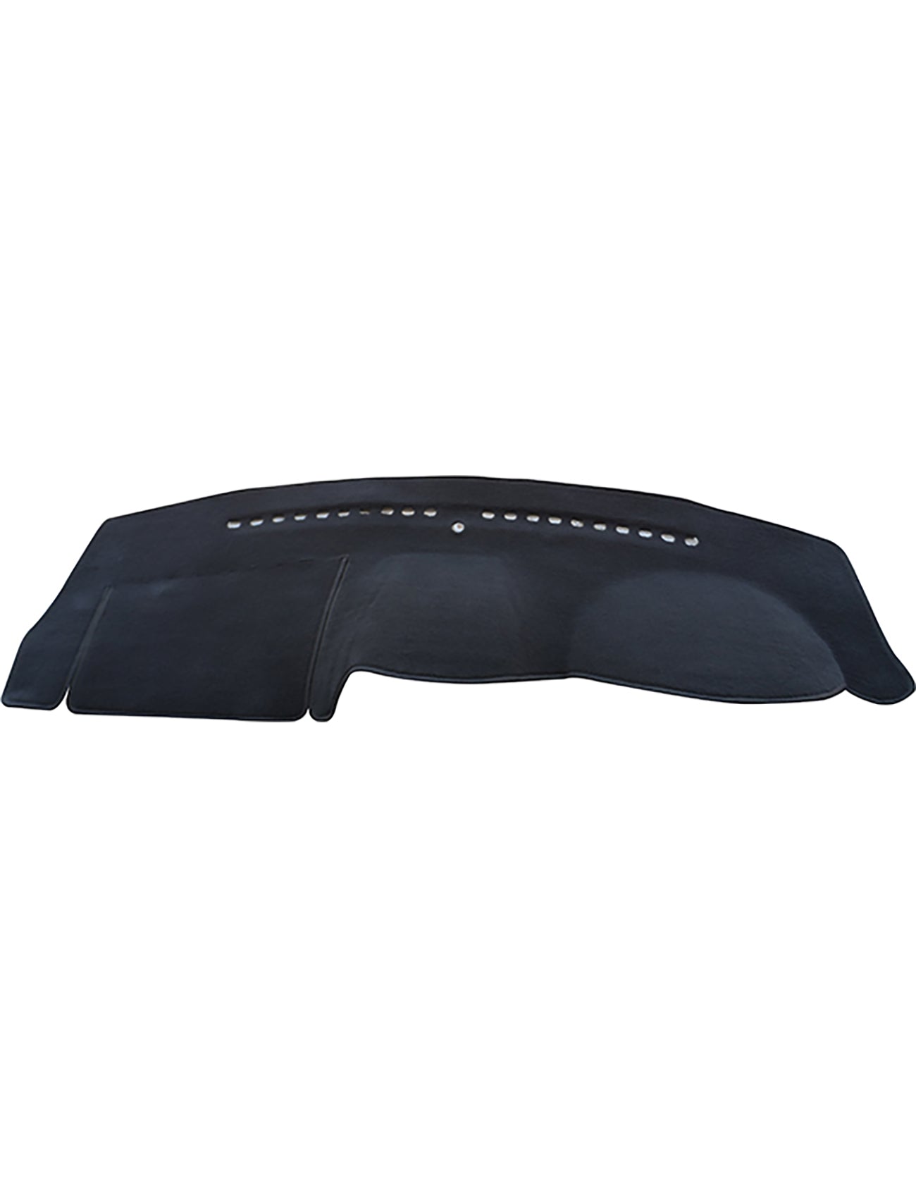 Image of a Sunland Dash Mat Black tailored for Ford Territory SZ models from 05/2011 to 10/2016. The dash mat features custom stitching and a series of small holes in the middle. Designed to fit precisely over your car's dashboard, it provides protection against sunlight and reduces glare, helping maintain a cooler vehicle interior and potentially increasing resale value. This product is brought to you by Sunland-Protection.