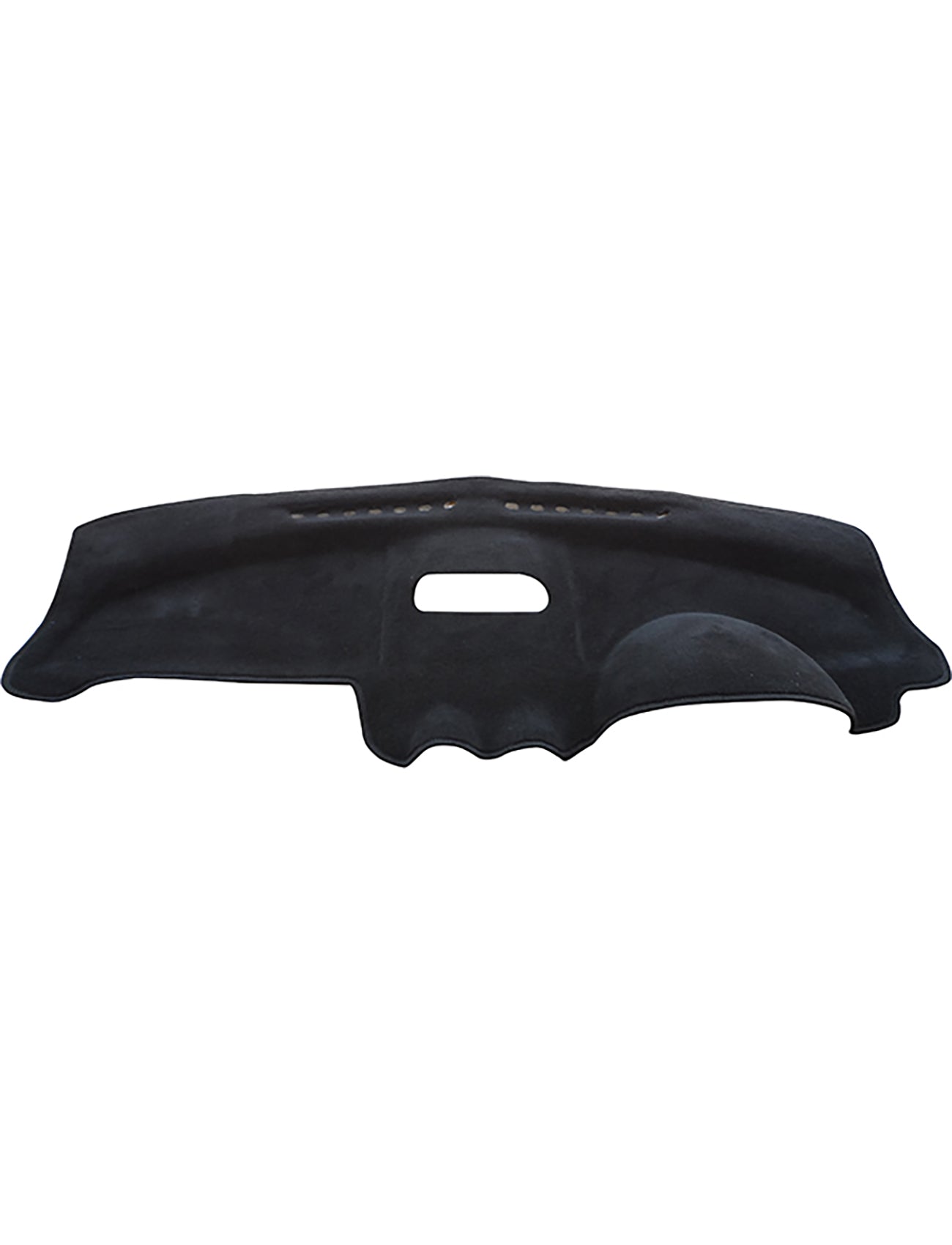 The Sunland Dash Mat Black Suits Holden Barina TK MY07 MY08 12/2005-06/2008 All Hatchback Models (F6001), from Sunland-Protection, features a contoured design with a cutout for the center vent. It is designed to protect your dashboard from sun damage and reduce glare while offering custom fits and detail to match specific vehicle dashboards, helping to keep your vehicle cool.