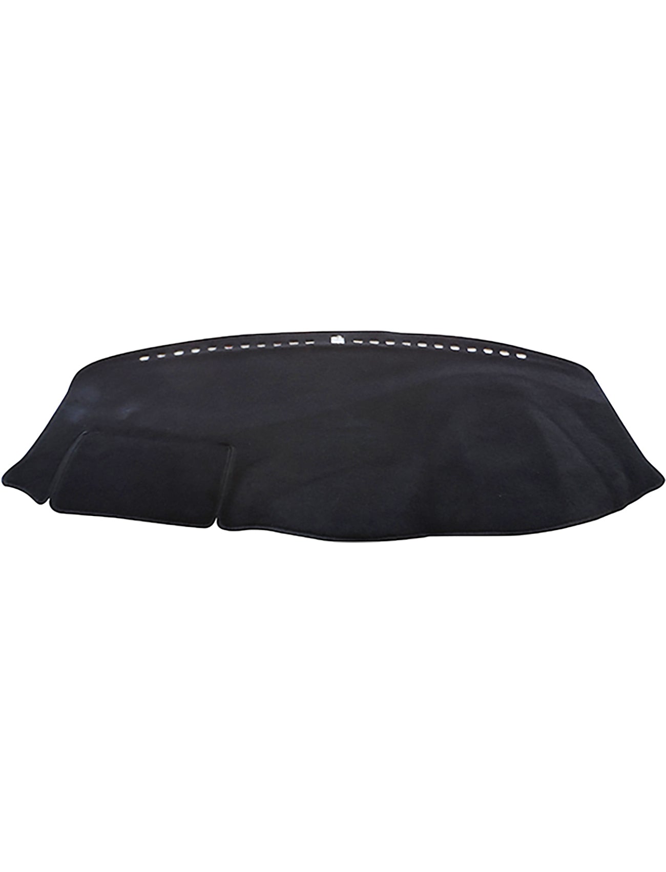 The Sunland Dash Mat Charcoal by Sunland-Protection is specifically designed to fit Ford Focus LW/MK2 models from 08/2011 to 07/2018, excluding the ST Hatchback. Lying flat on a white surface, it protects your car's dashboard and enhances resale value. It includes a cutout section on the left and vent holes along the top edge for optimal glare reduction.