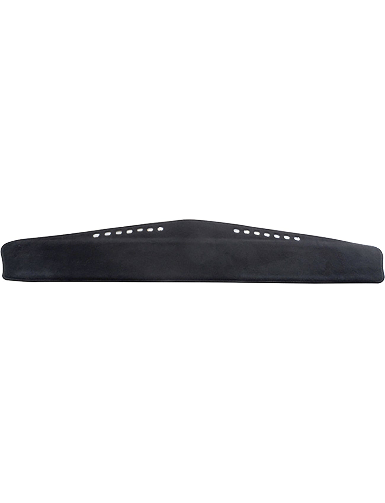 The Sunland Dash Mat Black, designed for Holden Statesman HQ models from 02/1971 to 11/1974 including Caprice, features a slightly curved design with several small vent holes in a row. This black rectangular cushioned accessory offers both comfort and safety, making it an ideal choice for vehicle protection. The material appears soft yet durable, suitable for enduring various weather conditions.