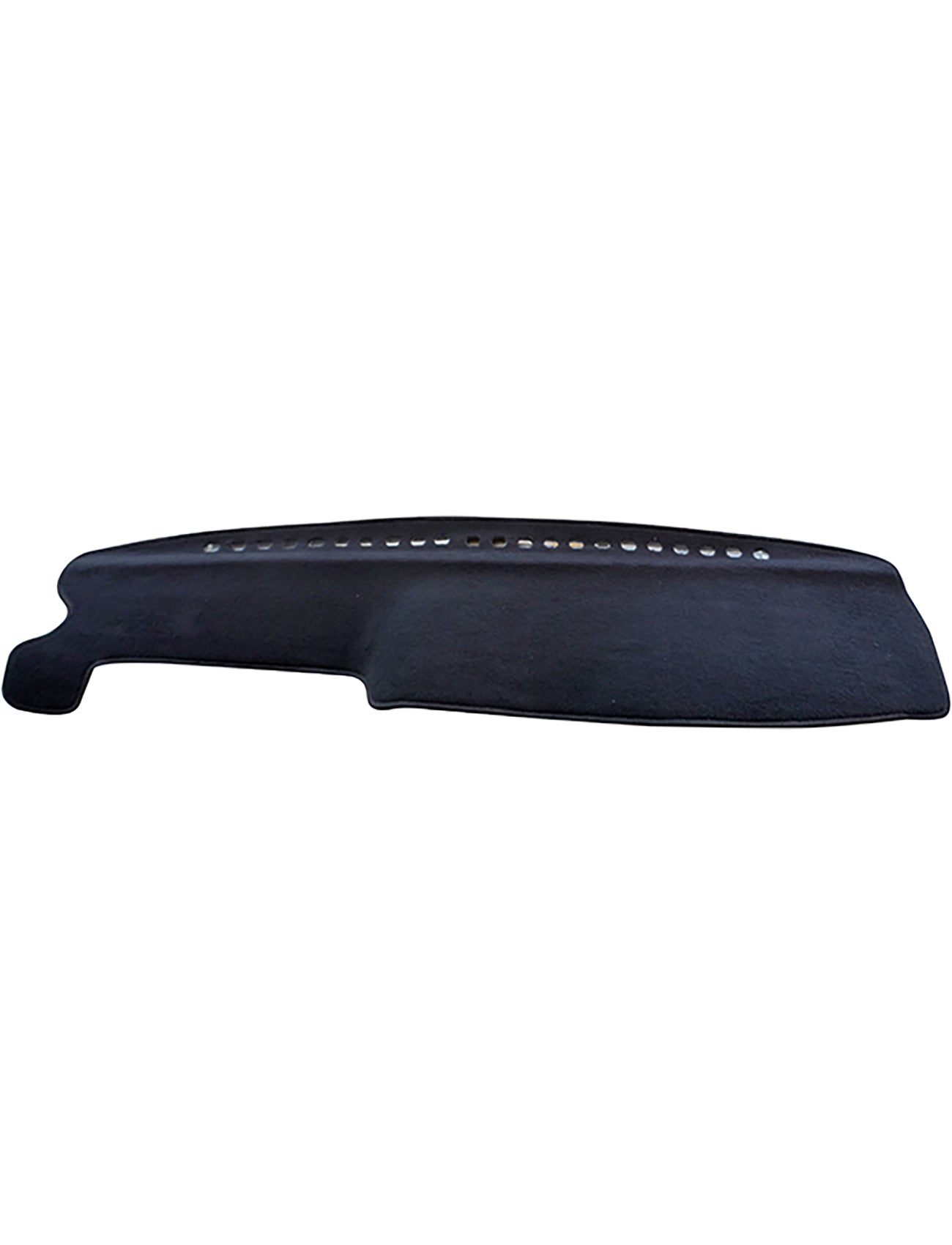 The Sunland-Protection Dash Mat, designed specifically for the Holden Rodeo R7/R9 Series from 01/1997 to 02/2003 across all Dx, Lx, and Lt models (G3501), is a black car dashboard cover with a textured surface and ventilation cutouts, aimed at safeguarding resale value by preventing sun damage.