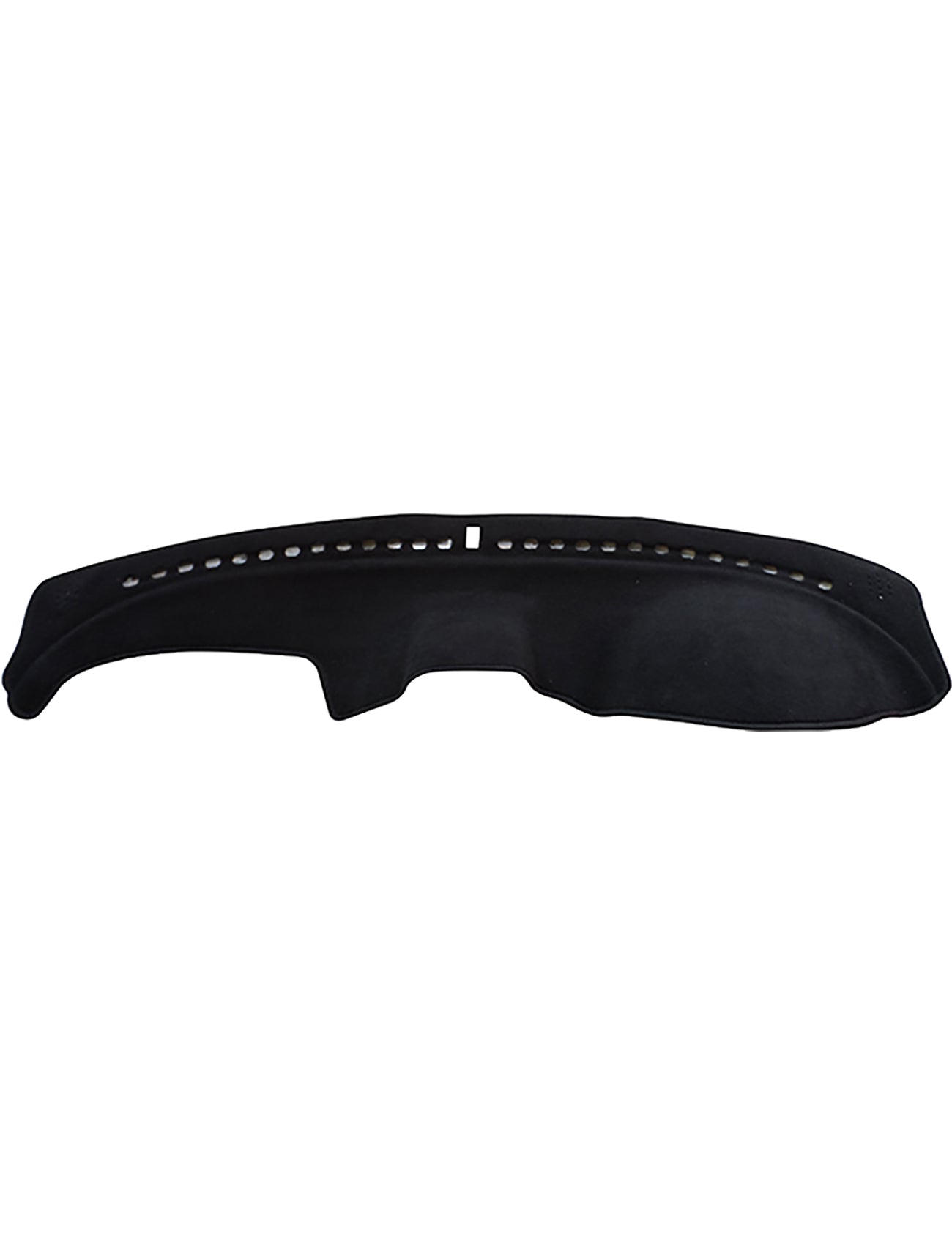 The Sunland-Protection Dash Mat Black, designed to fit Holden HSV VY/VZ cars from 10/2002 to 08/2007 with pod gauges on the dash (G4701), features small vent holes along the top edge. Its smooth, curved shape and central extension help reduce windscreen fogging while protecting your vehicle's resale value.