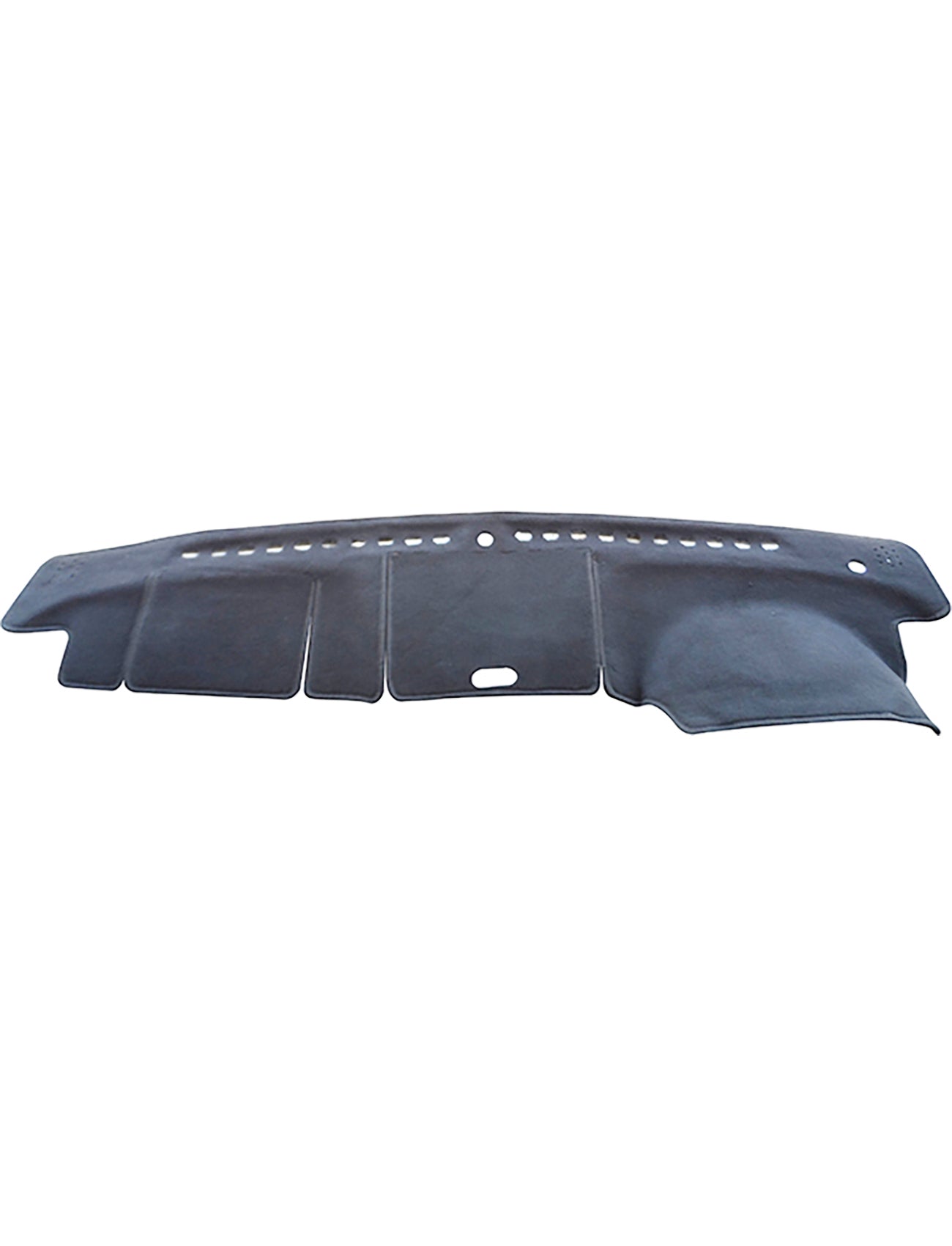 A charcoal Sunland-Protection Dash Mat automotive dashboard cover, designed to fit snugly over the dashboard of Holden Colorado RG MY13/MY14/MY15/MY16 (07/2012 - 06/2016) models including all LX, LT, and LTX variants. This cover features multiple cutouts for vents and other components to provide protection, reduce glare, keep your vehicle cool, and ultimately enhance resale value.