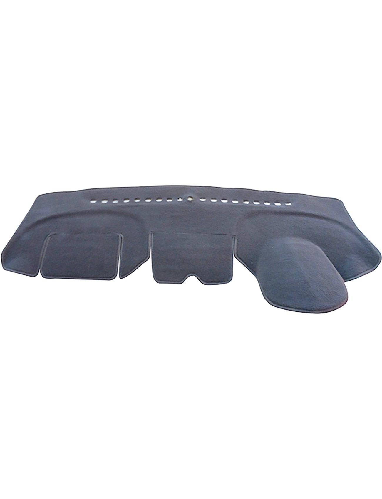 The Sunland-Protection Dash Mat in charcoal is custom-designed for Holden Trax TJ models from 08/2013 to 09/2016. This mat with multiple contours and cutouts fits the vehicle's dashboard shape perfectly. Made of fabric or felt-like material, it offers protection, reduces windshield glare, and is airbag safe.