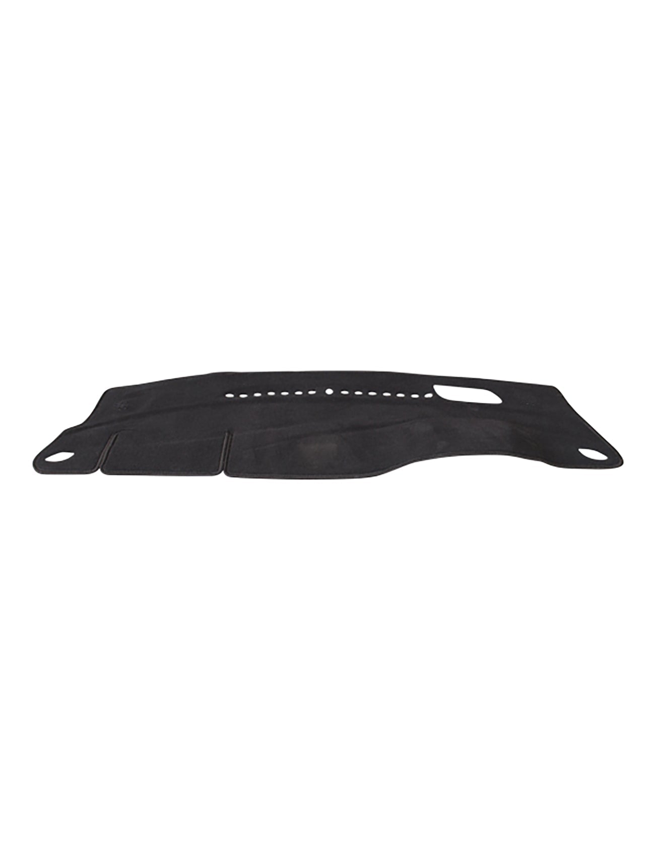 The Sunland-Protection Dash Mat, designed for the Holden Astra BK MY17 5-door hatch models from 09/2016 to 12/2020 with Heads Up Display (HUD), is a sleek black cover featuring cutouts and stitched edging. It fits snugly over your dashboard to protect against sunlight and damage while helping keep your vehicle cool, and includes specially designed sections and openings for vents and displays.