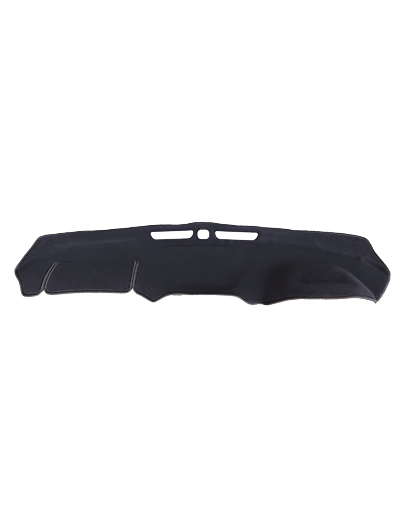 The Sunland-Protection Dash Mat Black Suits Holden Equinox EQ is a dashboard cover specifically designed for models from 12/2017 to 12/2020 without HUD, featuring cutouts for air vents and a central sensor area. It offers protection against sunlight and reduces glare, while its Air Bag Safe design ensures it contours seamlessly to the shape of the dashboard.