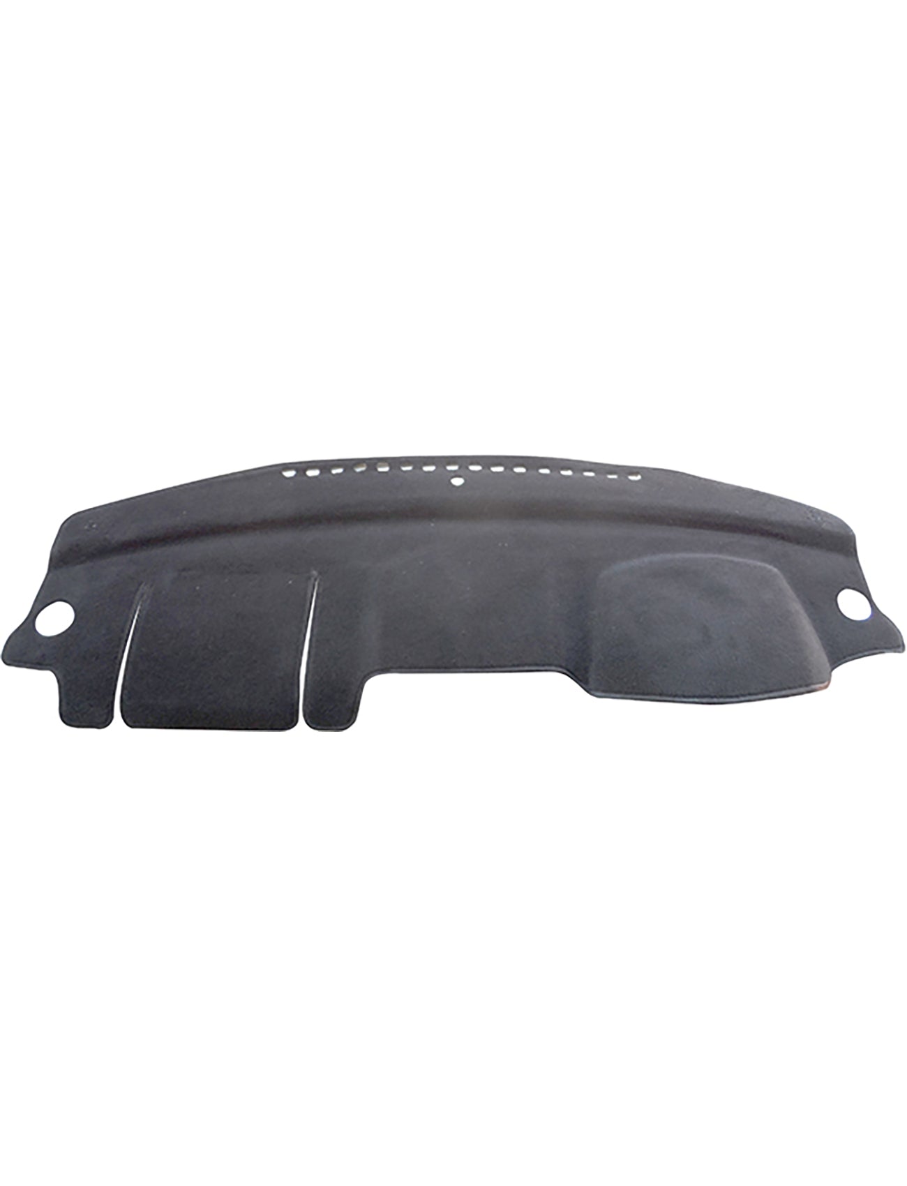 The Sunland-Protection Sunland Dash Mat Black Suits Honda CRV RE MY07 02/2007-10/2012 All Models - H3101 features a smooth, curved shape with small perforations along the top edge. This cover helps keep your vehicle cool and protects its resale value, complete with cutouts for vents and other dashboard components.