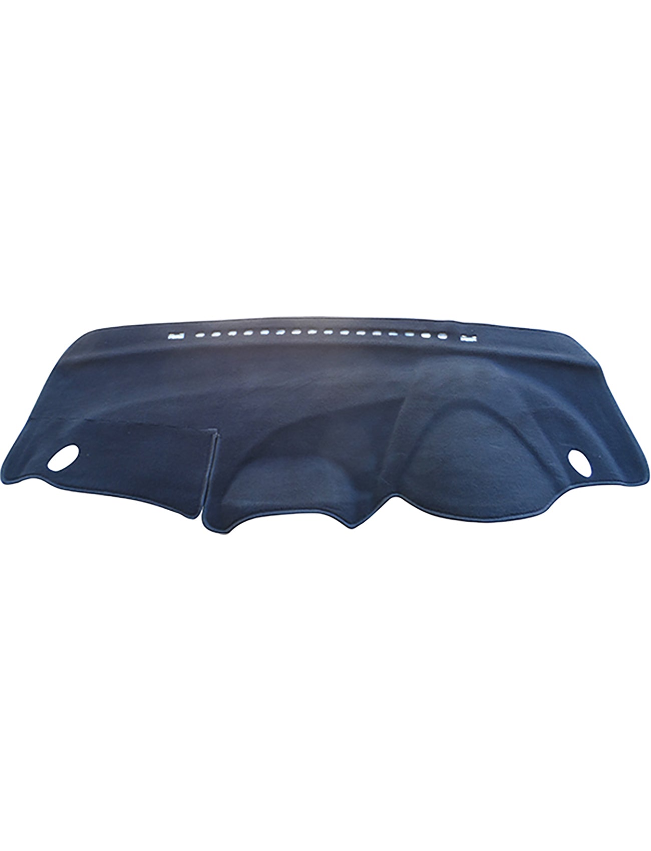 The Sunland Dash Mat Black, model H3501, designed for all Honda Jazz GE MY09 - MY12 models (08/2008-09/2011) by Sunland-Protection, features two circular cutouts on either side and a series of small holes along the top edge. It is crafted to protect your vehicle's resale value by keeping it cool.