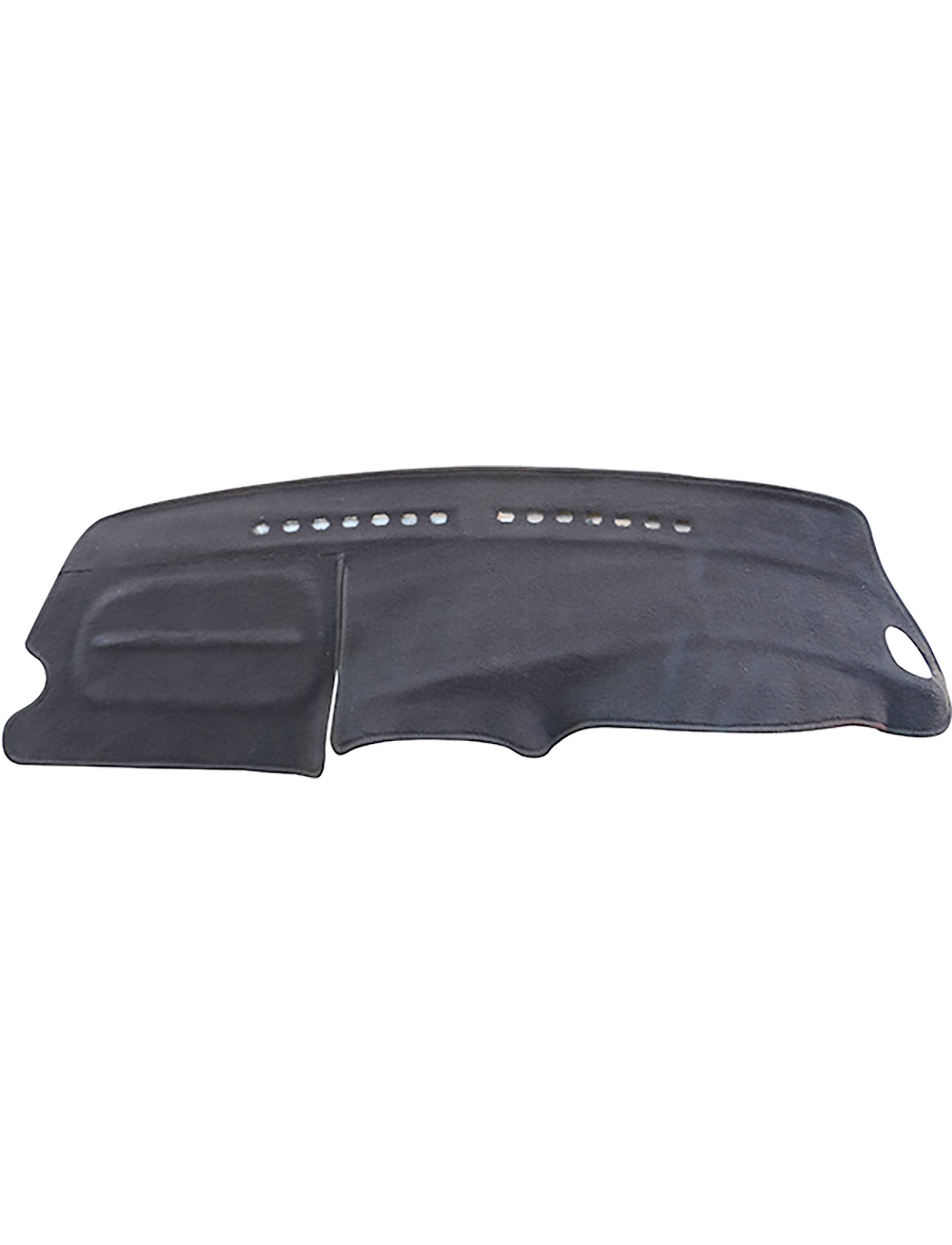 The Sunland Dash Mat Charcoal, specifically designed for Daihatsu Terios DX/SX models from 07/1997 to 12/2005 with Pax airbags, offers precise cutouts for vents and controls. Crafted by Sunland-Protection, its seamless fit over your dashboard's surface helps reduce glare with its soft texture and includes a raised section for the glove compartment area to maintain a cool and comfortable vehicle interior.