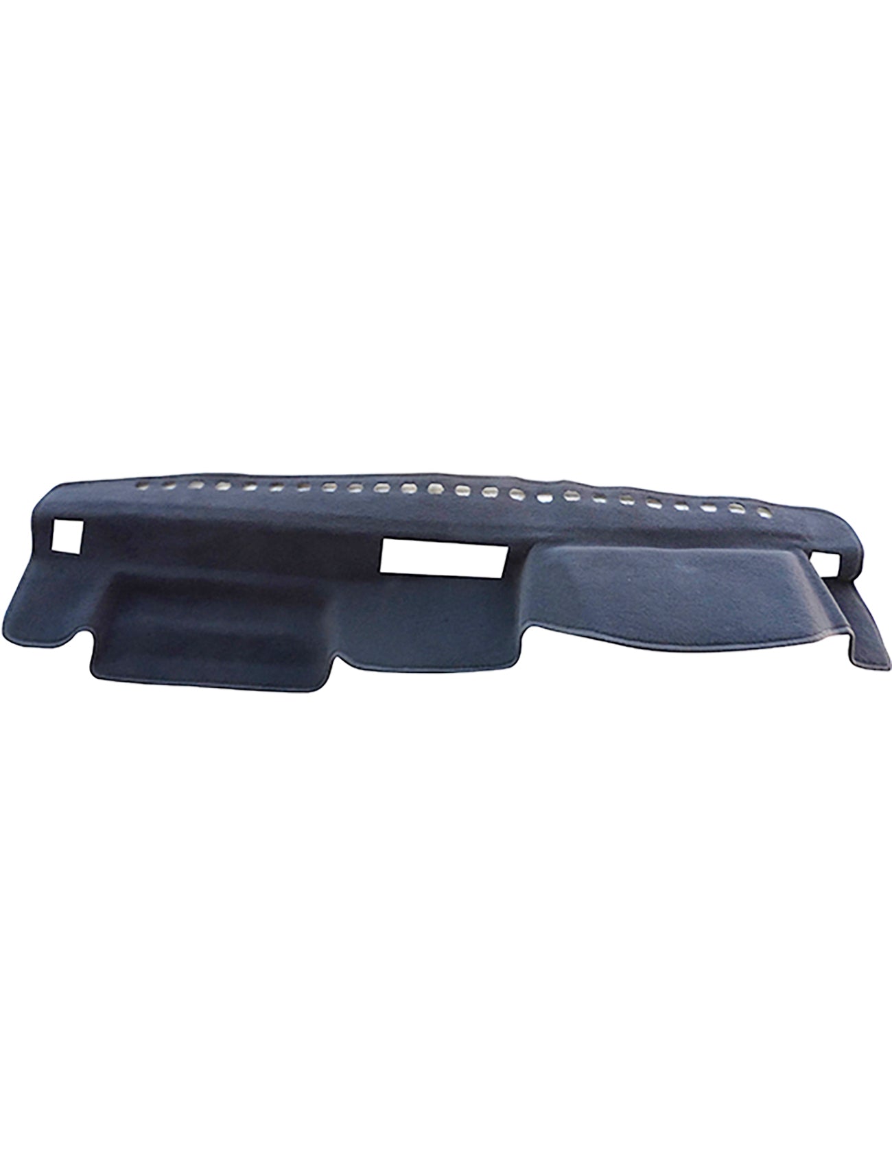 The Sunland Dash Mat Charcoal Suits Daihatsu Feroza SX F300 01/1992-06/1996 All Models - I706 is a textured, black dashboard cover with cutouts for air vents and the instrument panel. Designed to fit over your vehicle's top dashboard, this Air Bag Safe mat by Sunland-Protection provides protection while reducing glare.