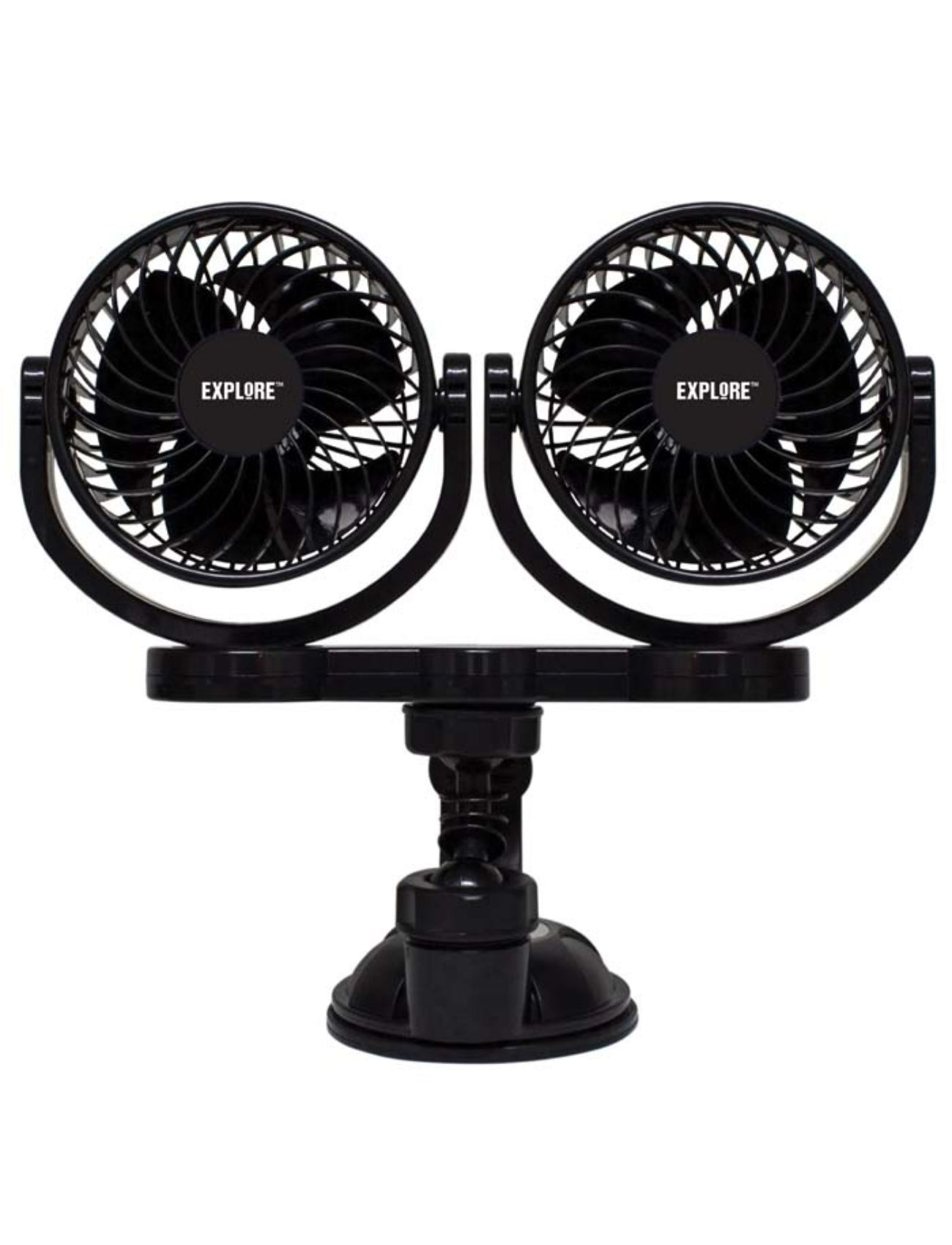 CAR FAN TWIN HEAD 5" W/SUCTION BASE