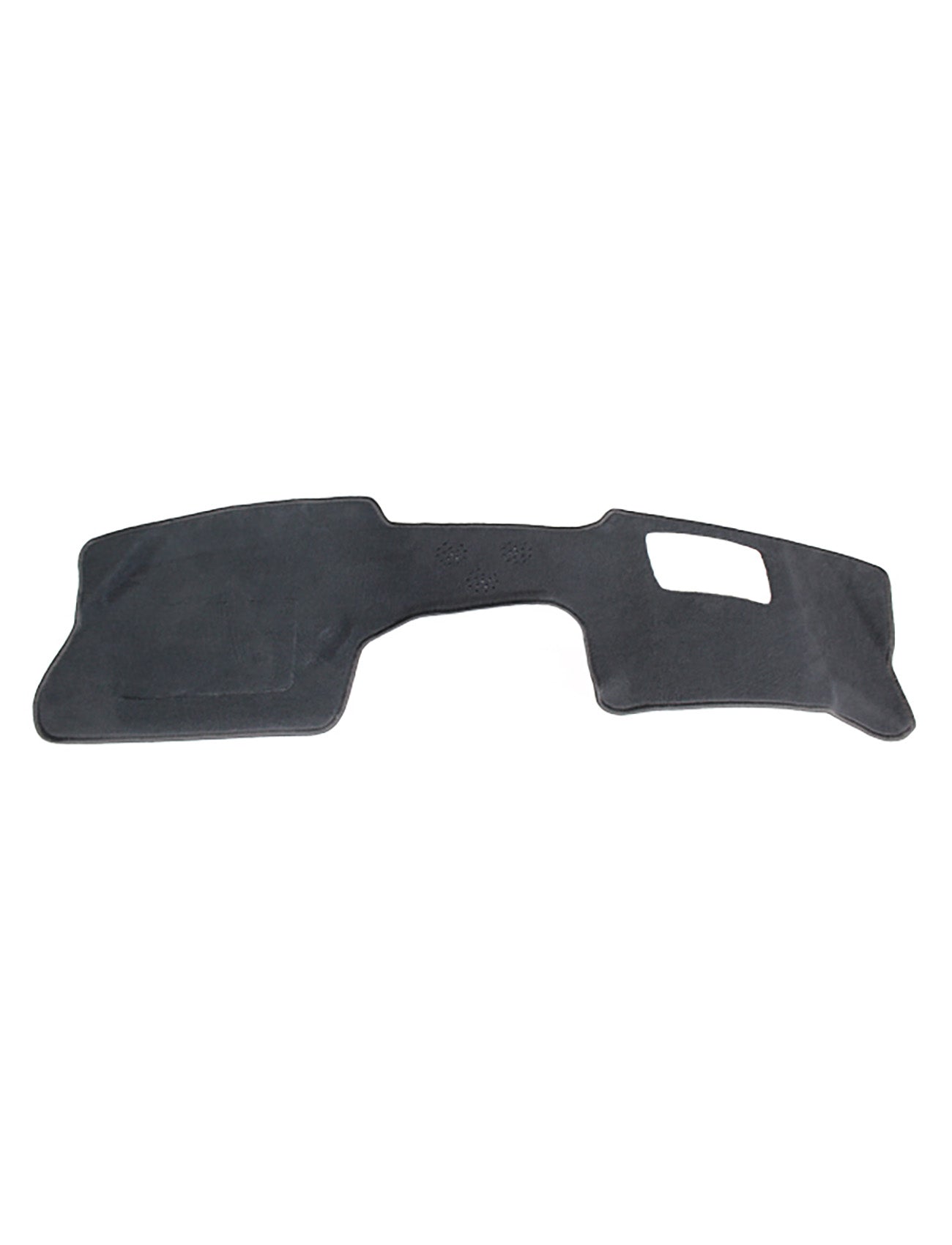 The Sunland-Protection Dash Mat Black Suits Mazda Cx30 DM 11/2019-On/> All Models -Z7301 is a black car dashboard cover featuring cutouts for vents and a rectangular section. Its textured surface and curved edges are designed specifically for Mazda CX-30 models from November 2019 onward, helping to keep the vehicle cool while protecting its resale value.